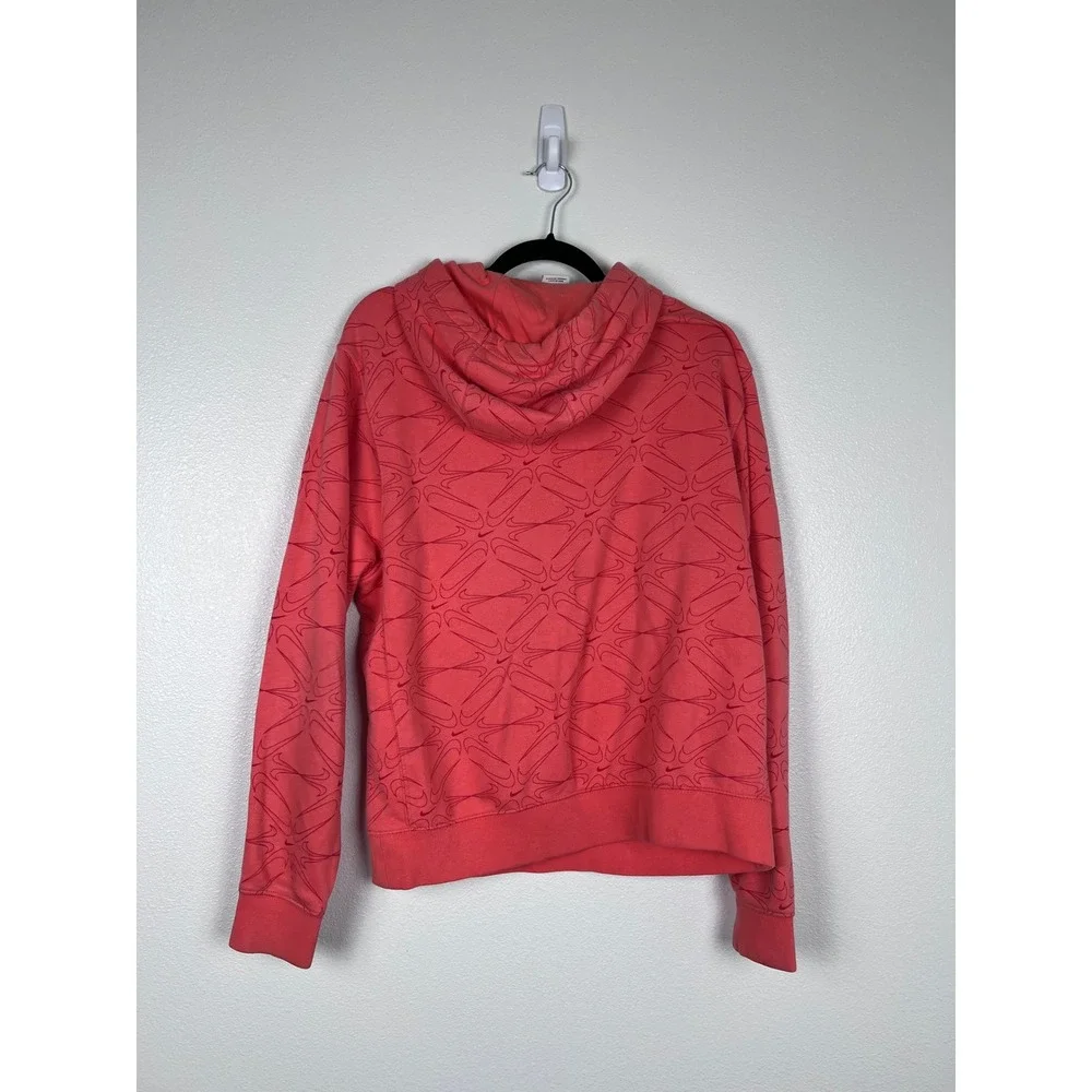 Nike Mens All Over Swoosh‎ Logo Print Hoodie Orange Pullover Sweatshirt M